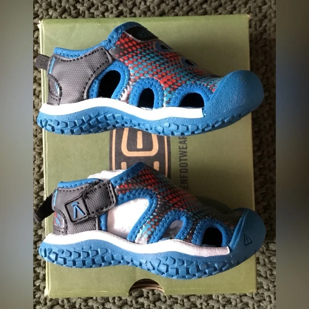 NWT KEEN Toddler’s Stingray Blue/Orange Quick Dry, Rubber, Water Shoes; Size 4